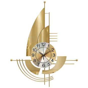 Изготовленные на заказ Простые Кварцевые украшения для дома Nordic Light LuxuryMetal Парусные часы Настенные часы