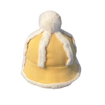 Теплая мягкая рыбацкая шапка для детей, модный плюшевый шарф, толстая теплая панама, зимняя рыбацкая шапка, подарок для девочек на 1-3 года