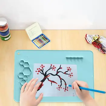 Привлекательный коврик для рисования Столик для размещения кистей Легкая чистка Детский коврик для рисования с несколькими разделителями краски коврик для рисования