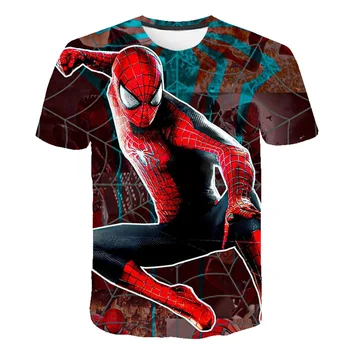Детские футболки с Человеком-пауком Marvel, летняя одежда с короткими рукавами для мальчиков и девочек, повседневная футболка с героями мультфильмов, Новые футболки с 3D-принтом