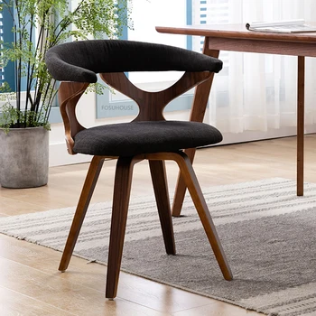 Скандинавские обеденные стулья из массива дерева для домашней мебели Ресторанный обеденный стул Креативная спинка с возможностью поворота Бытовой обеденный стул