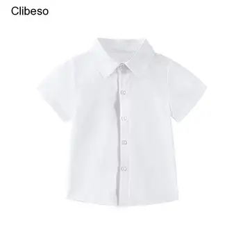 Корейская детская одежда 2023 Осень, белая блузка и рубашка для маленьких мальчиков, верхняя одежда для вечеринки для мальчиков, одежда для младенцев на день рождения