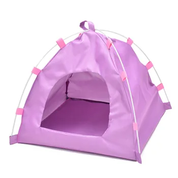 Маленькая четырехугольная Летняя палатка для домашних животных, Пещерная кровать для кошек и маленьких собак, водонепроницаемая палатка для кошек с подушкой