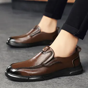 Мужская черная обувь, мужские модельные туфли, Лоферы, Итальянская повседневная обувь из натуральной кожи для мужчин, модный тренд, Роскошный Летний Стильный Мужской стиль Хиппи