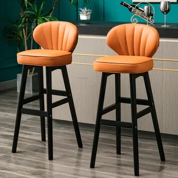 Легкий роскошный барный стул Современная дизайнерская модная домашняя кухонная мебель Высокий барный стул Минималистичный стул с бархатной спинкой CN