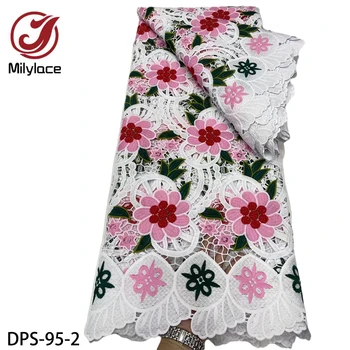 Гипюровая сетчатая кружевная ткань с яркими цветами, Африканская кружевная ткань, ткань для вечеринки / свадебного платья, ткань для женского платья / DPS-95