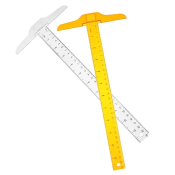 Линейка Т образный шитье Чертежная Измерительная шкала Форма линейки Прозрачная пластиковая футболка Инструменты для студенческого проектирования Акриловый Дятел