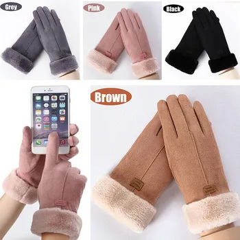 Женские Термальные перчатки с сенсорным экраном, теплые мягкие зимние перчатки для взрослых, велосипедные, лыжные, перчатки для гольфа для женщин