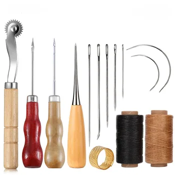 Набор инструментов для шитья кожаной обивки с большими иглами для шитья с ушками, Вощеная нить для ковра, сиденья дивана, обуви