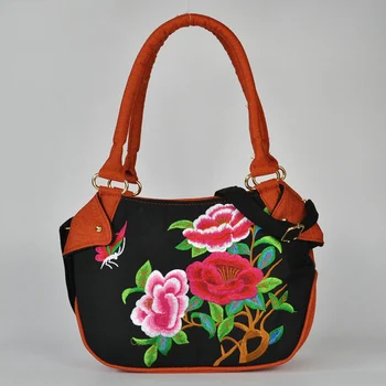 Модная женская холщовая сумка, сумка-мессенджер, сумка через плечо, сумка в этническом стиле с цветочной вышивкой, сумка для отдыха и путешествий.