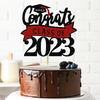 Поздравления с золотым блеском, украшения для торта Grad, Праздничные принадлежности Grad 2023