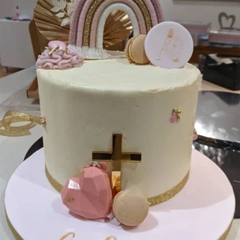 5шт акриловых топперов для торта Зеркальное акриловое украшение торта для свадьбы Дня рождения Фон 87HA