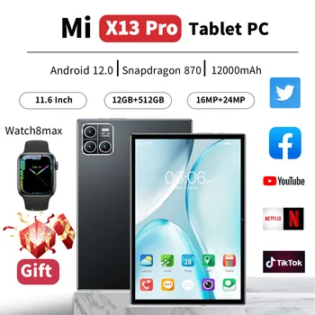 2023 Новый Оригинальный Планшет Mi X13 Pro Глобальной версии Android 12.0 12000mAh Snapdragon 870 Планшетный ПК С Двумя SIM-картами + Часы 8 Max