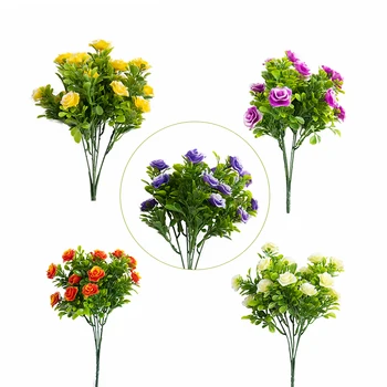 Наружные и внутренние искусственные цветы, устойчивые к ультрафиолетовому излучению, не выцветающие Розовые пластиковые кустарники, растения для украшения окон сада, патио, веранды