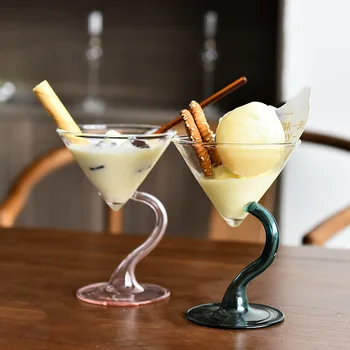 Простые Стеклянные Стаканчики для мороженого Миска для завтрака Йогуртница Салат Десерт Молочный Коктейль Виски Бокал для коктейлей Рюмки для вина