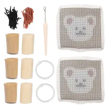 Набор подставок для перфорации иглами DIY Coaster Set с рисунком медведя из полиэстера для украшения