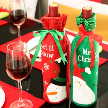 С Новым годом, Рождественские украшения для дома, Мультяшный Снеговик и Санта Клаус, Декоративная крышка для бутылки вина Navidad Naal, 1 шт.