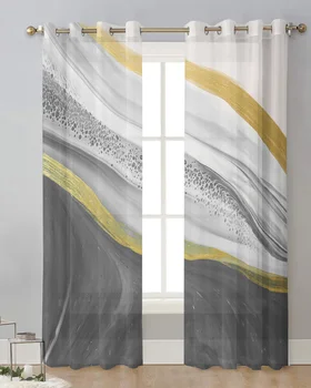 Серый Градиентный Мраморный Тюлевый занавес Декоративные Прозрачные шторы для гостиной Спальни Кухни Отеля Дома На оконных панелях