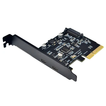 USB 3.1 Карта PCIE Raiser с двумя Реверсивными портами USB 3.1 Gen 2 Type-C PCI-E PCI Express X4 SATA 15Pin Разъем 10 Гбит/с Дополнительная карта