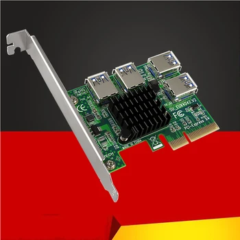 Riser Card PCI Express 4X10G PCIE 1-4 USB3.0 PCI-E X1-X16 Слот Мультипликатор Концентратор Адаптер Для Видеокарты Bitcoin Miner Майнинг