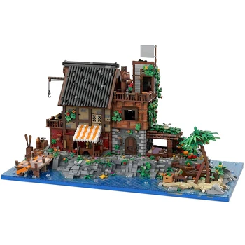 BuildMOC Pirates Seaside island, Dyke's Island, набор строительных блоков, Императорская пристань, Охраняемая Архитектура, Образовательный кирпич, детские игрушки