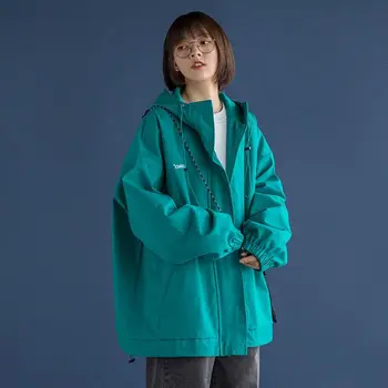Куртка Оверсайз Женская студенческая демисезонная корейская свободная куртка Пара универсальных толстовок Куртка Повседневное пальто для девочек
