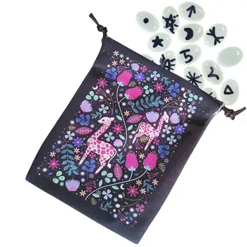 Бархатная сумка для хранения карт Таро с принтом кролика, мини-сумка на шнурке, настольная игра, ювелирные изделия, игральные кости, мешочек с хрустальными камнями