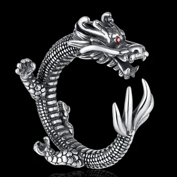 Модное мужское этническое Открытое кольцо с маленьким Драконом, Винтажные Обручальные кольца черного и серебряного цвета Для мужской пары, Дешевое Обручальное кольцо с животными