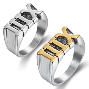 Европейские и американские уличные мужские кольца из нержавеющей стали с римскими цифрами для байкеров, счастливое число 13, Размер кольца 7-14