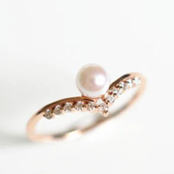 Аксессуары из розового золота с жемчугом, кольцо, кристалл, женские украшения, милое украшение для пальцев, украшения мини-размера для обручального кольца