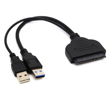 Кабели-переходники SATA-USB 3.0 с двумя 22-контактными контактами, внешнее питание для 2,5-дюймового преобразователя SSD Hdd на жесткий диск