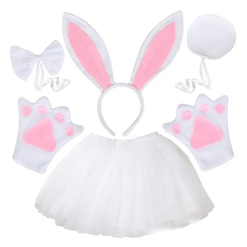Детский карнавальный костюм Пасхального кролика, платье-пачка с заячьими ушками, головной убор, костюм Кролика, платье для девочки на Пасху, карнавал на Хэллоуин