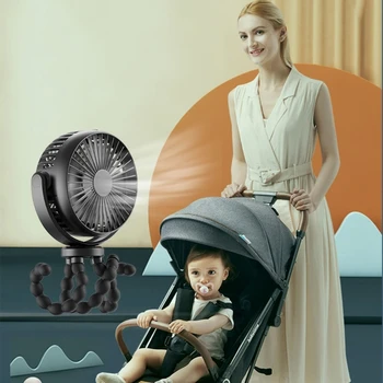 Мини-портативный вентилятор для коляски, велосипеда, инвалидной коляски, USB-заряжаемый вентилятор, простой в сборке Многофункциональный охлаждающий вентилятор Baby Essential