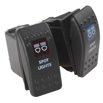 Водонепроницаемый автомобильный выключатель света 12V 20A 5-контактный кнопочный тумблер Синие светодиодные фонари Автомобильный мгновенный поворотный тумблер