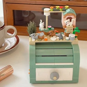 3D модель DIY Алмазный строительный блок Кирпичи Кольцо Коробка для хранения ювелирных изделий Украшение рабочего стола Креативная игрушка для сборки для детей