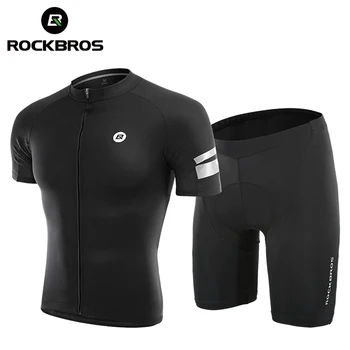 Велосипедная одежда ROCKBROS, летний комплект из джерси для велоспорта, мужские женские шорты, футболка, дышащее велосипедное снаряжение для шоссейных велосипедов MTB, черный