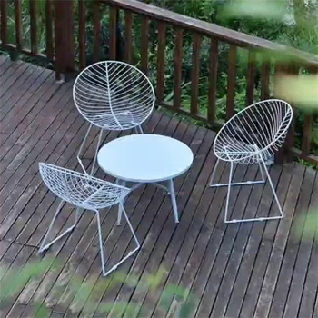 Сочетание стола и стульев из кованого железа в скандинавском стиле, сад на открытом воздухе, Небольшая квартира, стол для отдыха, Стул, коммерческий столик в кафе