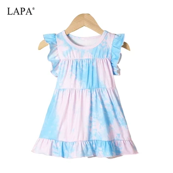 LAPA 0 1 2 Платья для маленьких девочек, платье трапециевидной формы с круглым вырезом и без рукавов, детское платье-джемпер с завязками