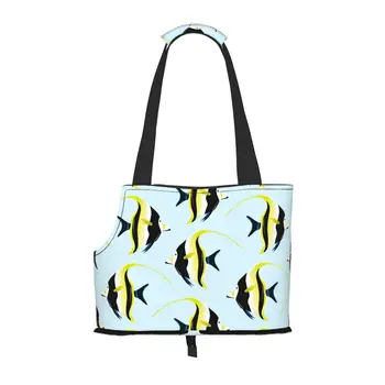 Переноска для сумок с тропическими рыбками для собак с карманом и страховочным тросом, переноска для маленьких собак с мягкими сторонами для домашних животных, сумка-тоут для покупок на открытом воздухе