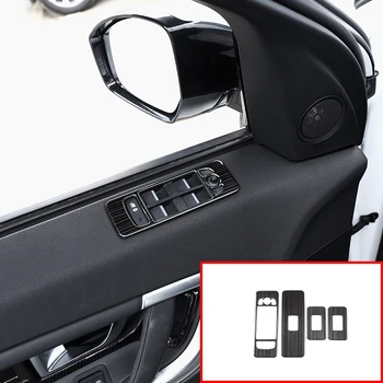 Для Land Rover Discovery Sport 2015-17 4 шт. из нержавеющей стали, черная матовая Внутренняя дверь, кнопка включения стеклоподъемника, комплект для отделки рамы