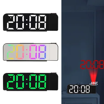 8-дюймовый Светодиодный Проектор с Цифровыми часами, Проекционный Рабочий Стол, Двойной будильник, Таймер Повтора, USB-Украшение для дома