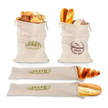 Тканевые Хлебные Пакеты Хлебные Пакеты Для Домашнего Хлеба Льняной Хлебный пакет Со Шнурком Для Хлеба Овощей Хранения Свежего Хлеба И