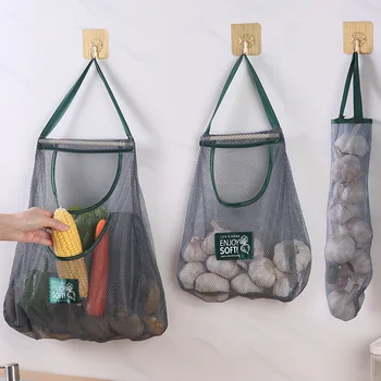 Многоразовая кухонная подвесная сетчатая сумка для домашнего хранения фруктов и овощей Сетчатая сумка для имбиря чеснока картофеля лука