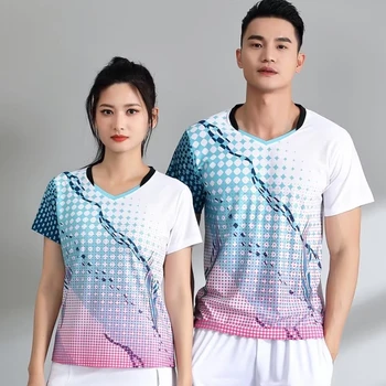Мужская/женская футболка для настольного тенниса, пинг-понга, бадминтона, для тренировок, спортивная одежда Из дышащей быстросохнущей ткани высокого качества