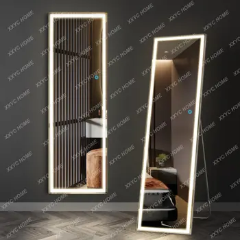 зеркало в рост, большое напольное/настенное зеркало со светодиодной подсветкой, прочное для мебели в гостиной и спальне
