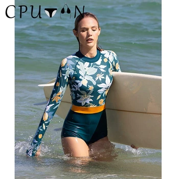 CPUTAN 2023 Спортивный цельный купальник, Монокини, купальники, женские купальники с принтом, женское спортивное боди, купальник для серфинга, пляжная одежда