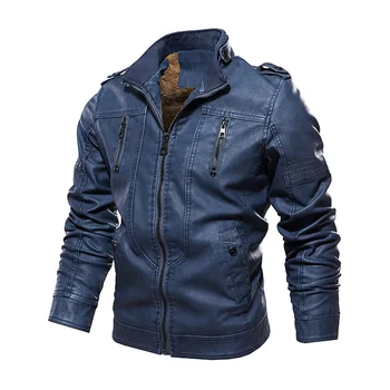 Роскошная куртка из натуральной кожи, пальто 4xl, синие байкерские куртки, мужские мотоциклетные кожаные куртки на молнии, пальто Плюс размер