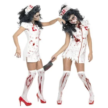 Медсестра ужасов на Хэллоуин, Зомби, костюм медсестры Сайлент Хилла, костюм Вампира, костюм Кровавого Демона, косплей, Вечернее платье, носки