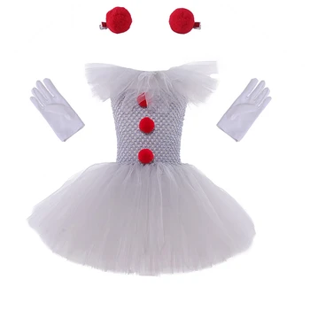 Платья для девочек-страшных клоунов, детское сетчатое платье-пачка принцессы, праздничный косплей, костюм на Хэллоуин для детей, одежда для выступлений