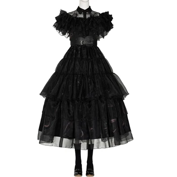 Новое поступление телесериала Среда Аддамс Черное танцевальное платье Вечернее платье для вечеринки Костюм Лолиты Среды для косплея